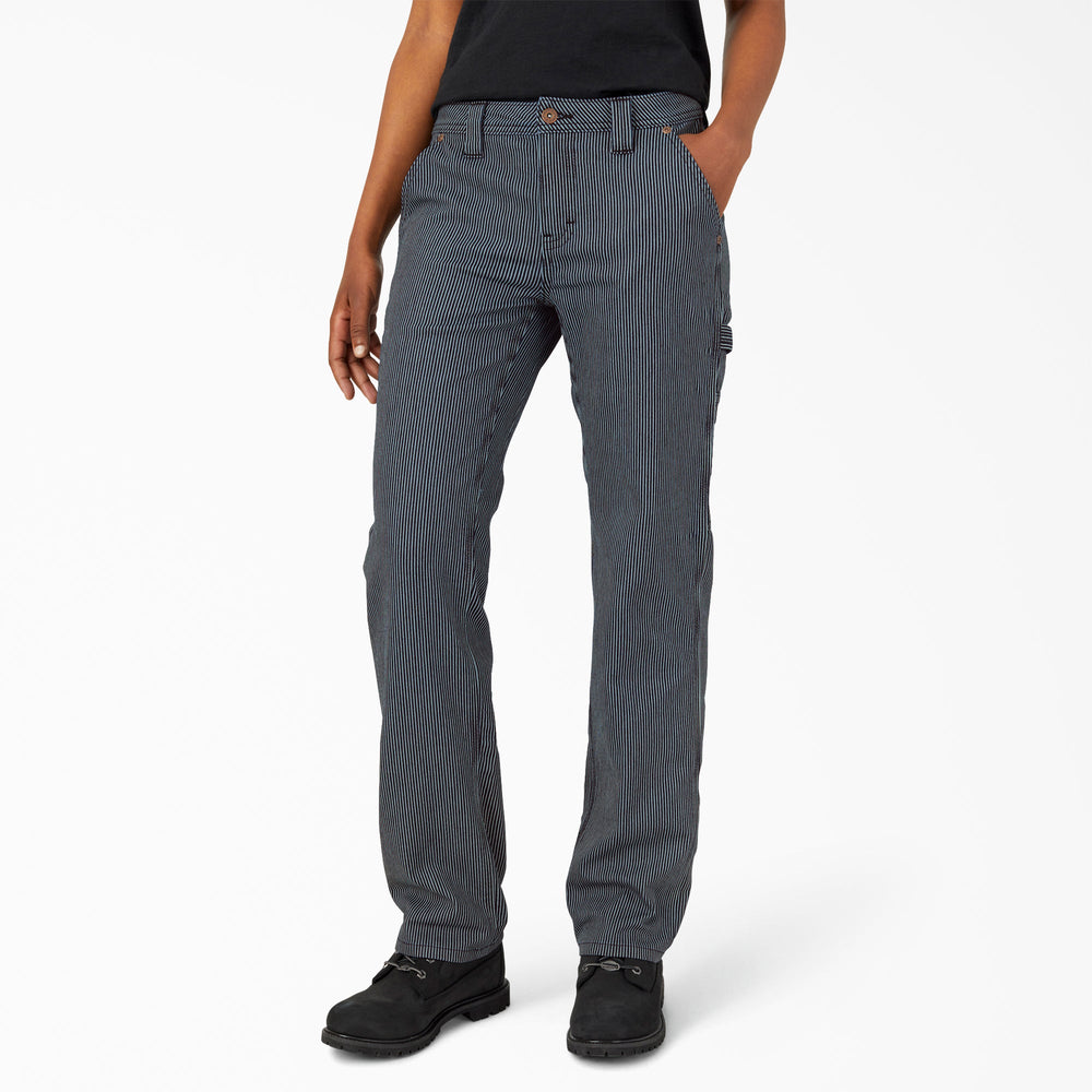 Women's FLEX Relaxed Fit Hickory Stripe Carpenter Pants - Dickies