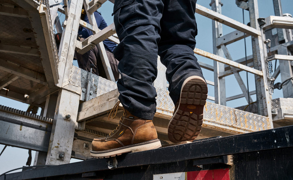 Men's Cincinnati 8" Waterproof 90° Heel Boot (Carbon Toe) Belgian/Sandshell / Keen / Belgian/Sandshell