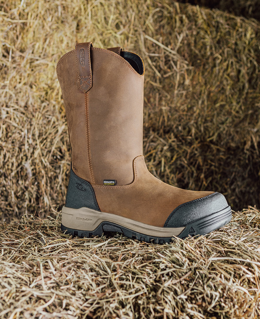 Men's Evanston Pull-On Waterproof Boot (Soft Toe) Bison/Black / Keen / Bison/Black