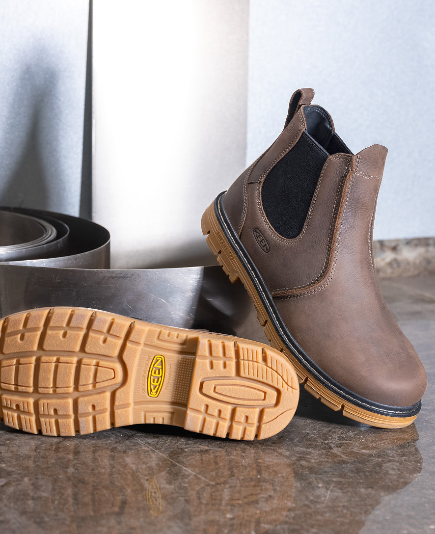 Men's San Jose Chelsea 90° Heel Boot (Aluminum Toe) Cascade Brown/Gum / Keen / Cascade Brown/Gum