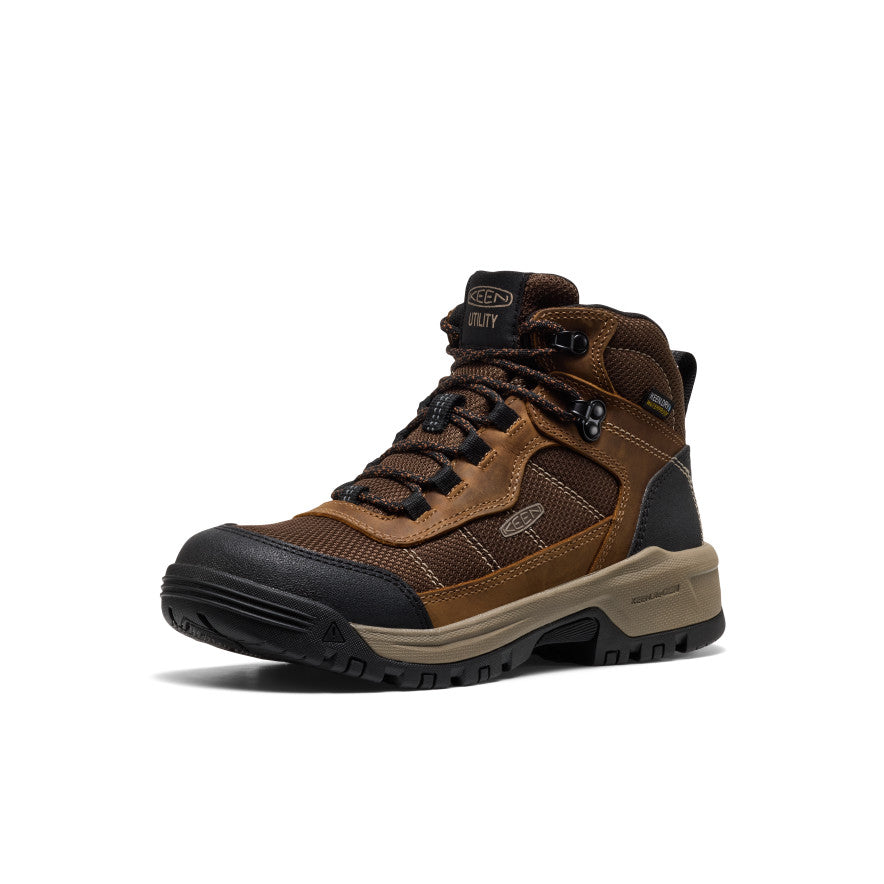 Women's Skokie Waterproof Work Boot (Soft Toe) Bison/Black / Keen / Bison/Black
