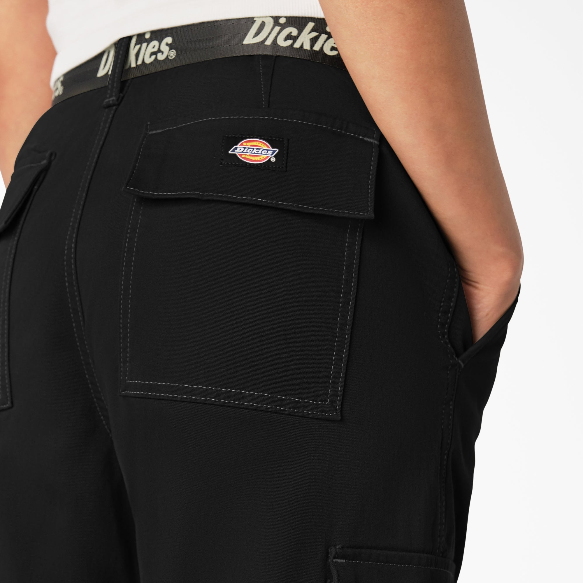Women's Relaxed Fit Contrast Stitch Cropped Cargo Pants - Dickies