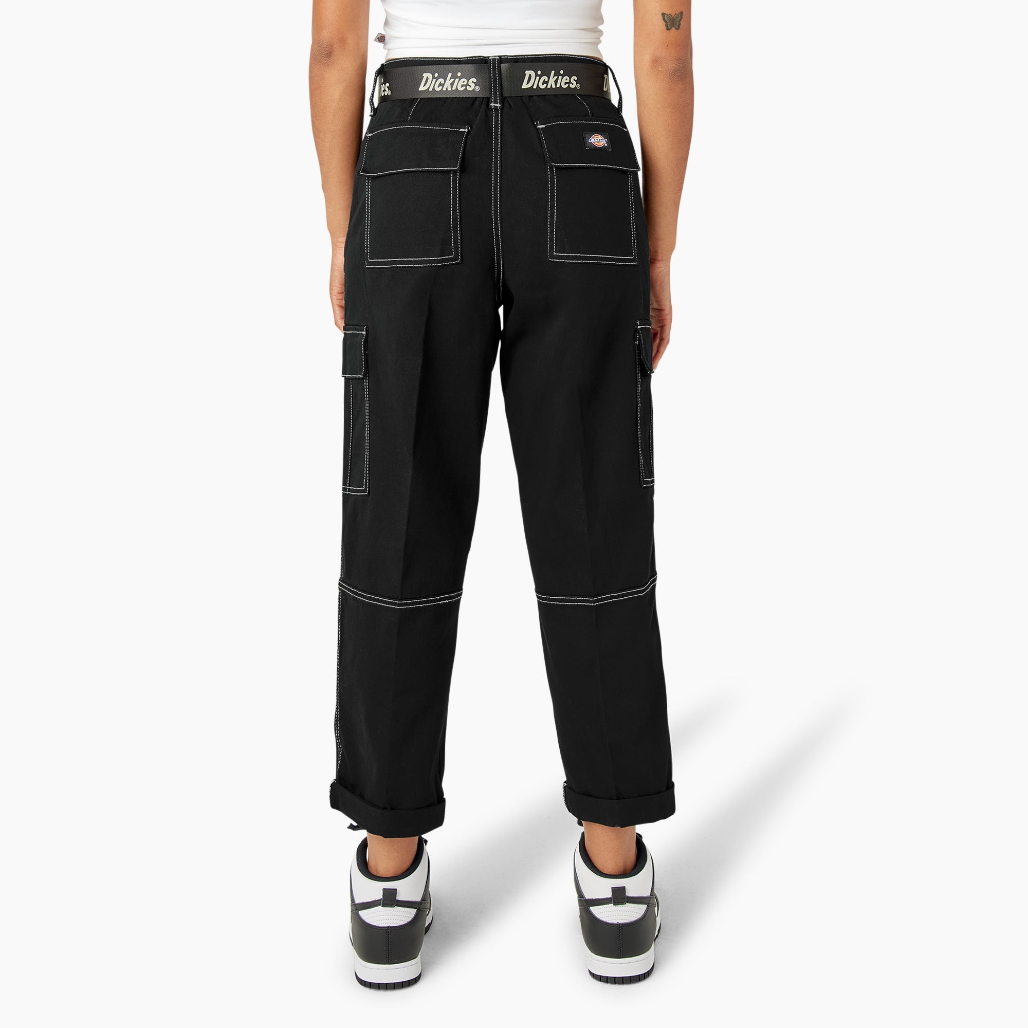 Women's Relaxed Fit Contrast Stitch Cropped Cargo Pants - Dickies