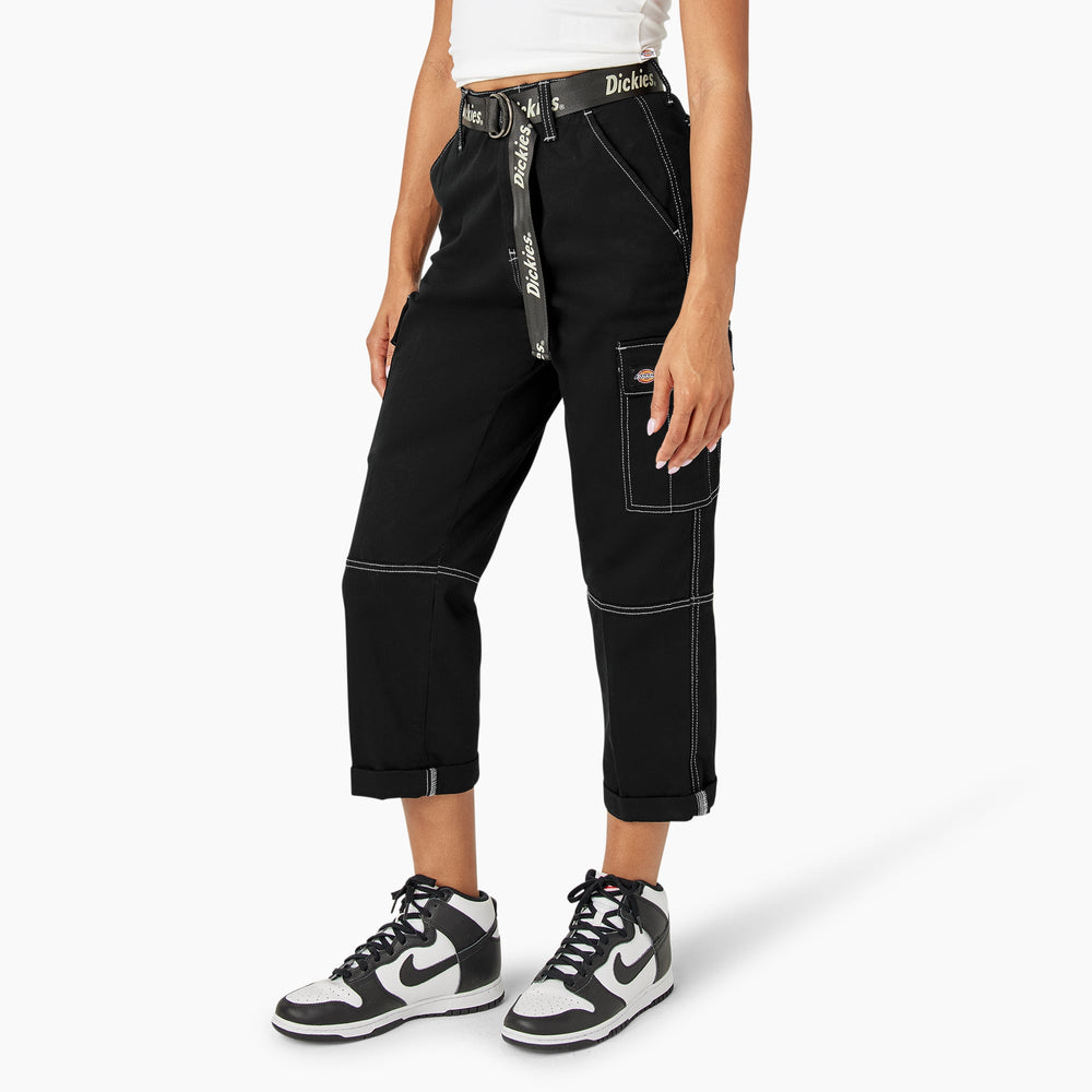Women's Relaxed Fit Contrast Stitch Cropped Cargo Pants - Dickies