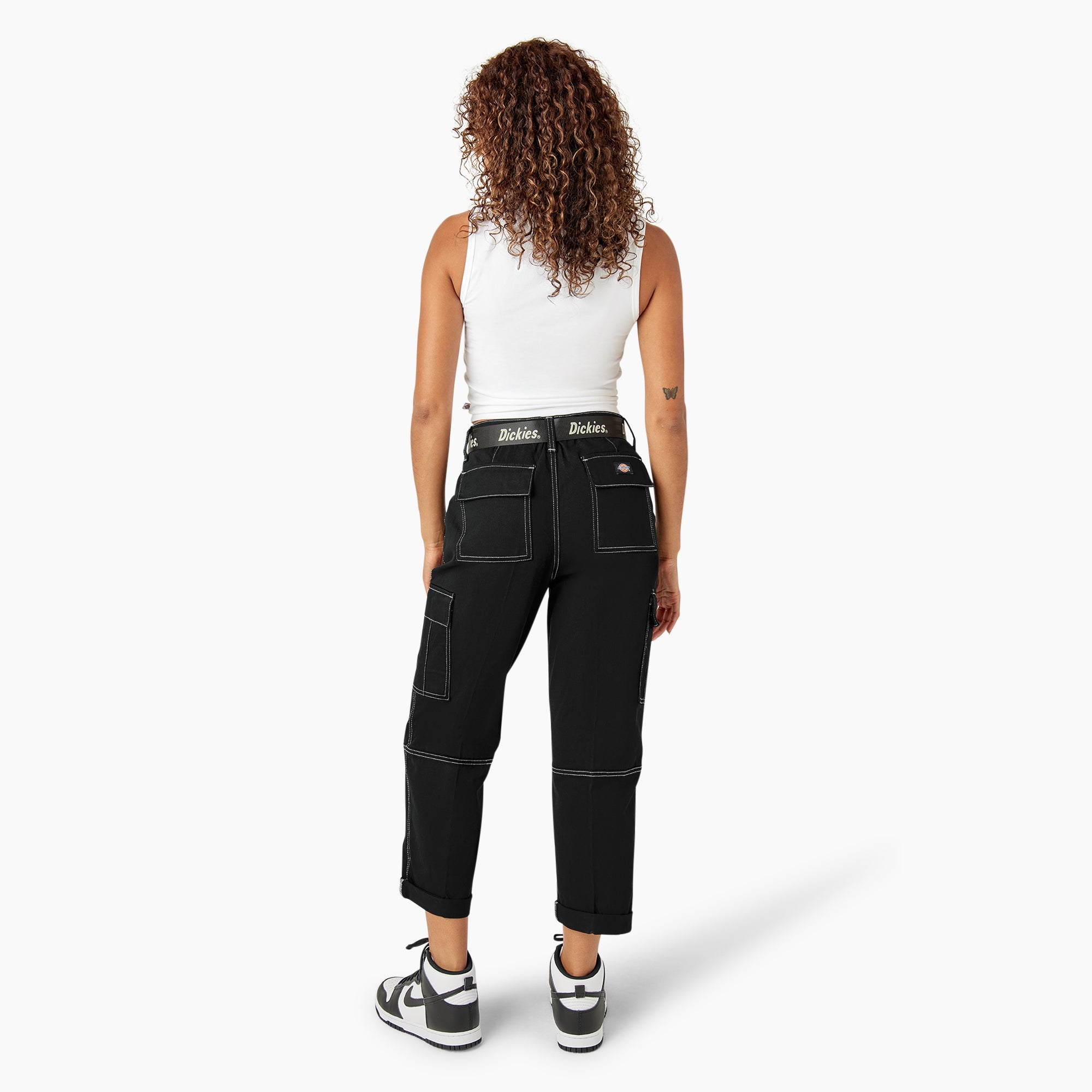 Women's Relaxed Fit Contrast Stitch Cropped Cargo Pants - Dickies