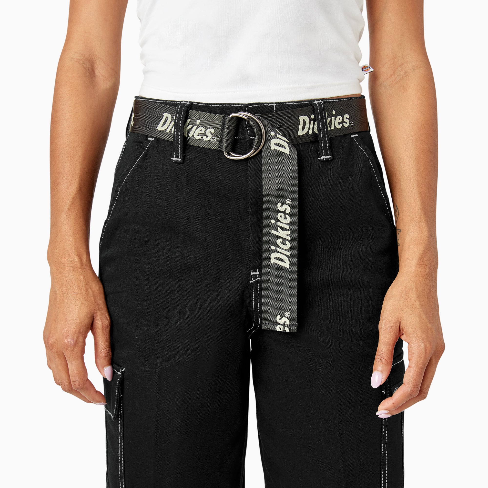Women's Relaxed Fit Contrast Stitch Cropped Cargo Pants - Dickies