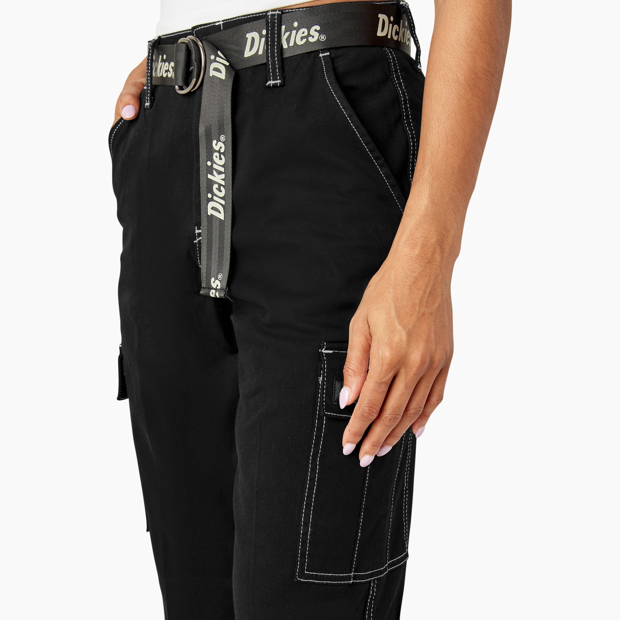 Women's Relaxed Fit Contrast Stitch Cropped Cargo Pants - Dickies