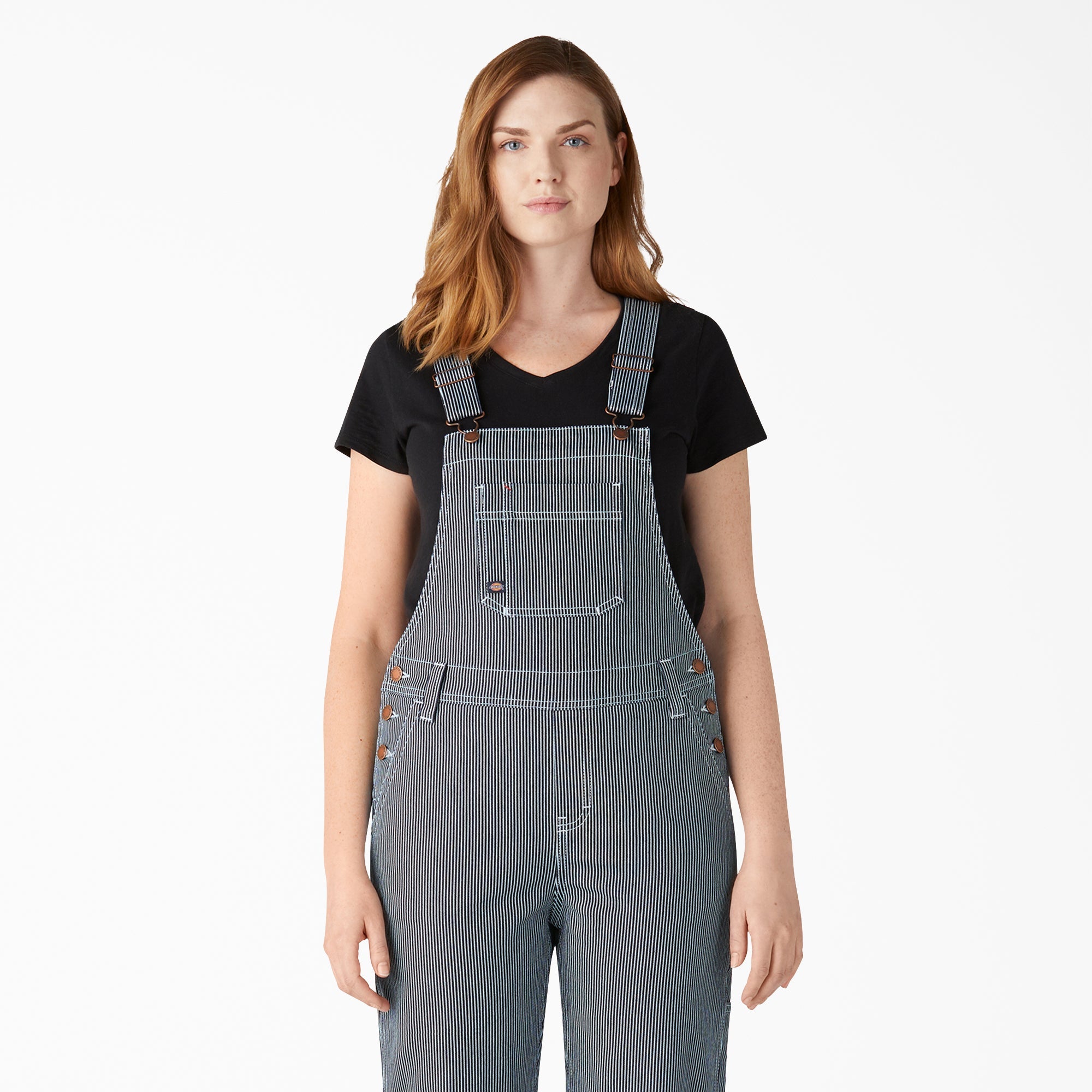 Women's Hickory Stripe Boyfriend Fit Bib Overalls - Dickies