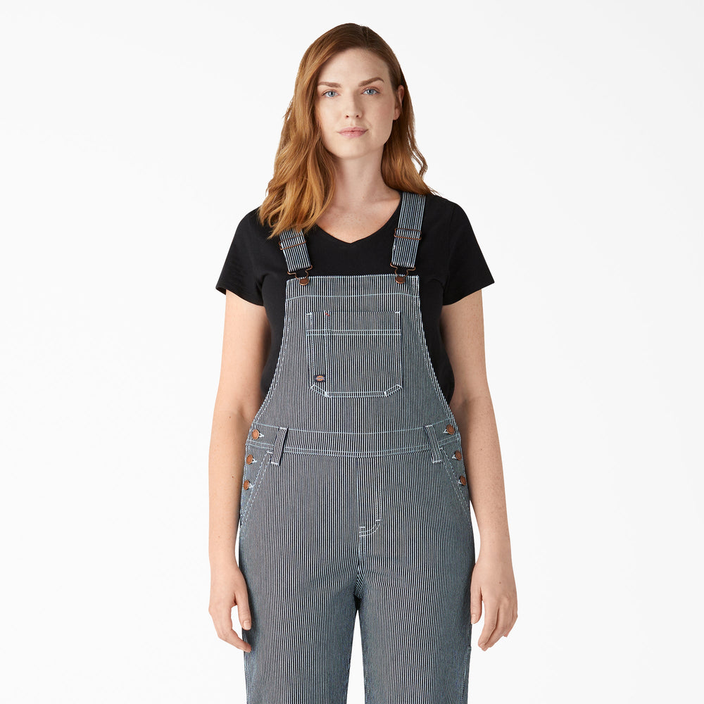 Women's Hickory Stripe Boyfriend Fit Bib Overalls - Dickies
