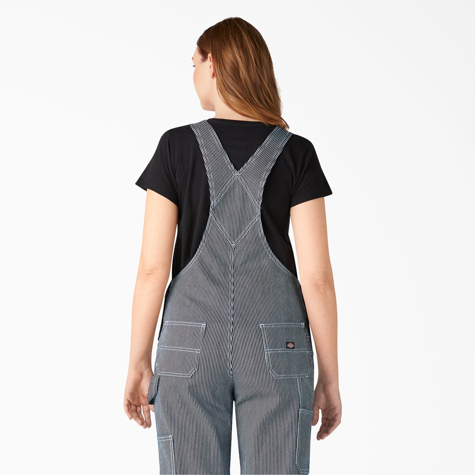 Women's Hickory Stripe Boyfriend Fit Bib Overalls - Dickies