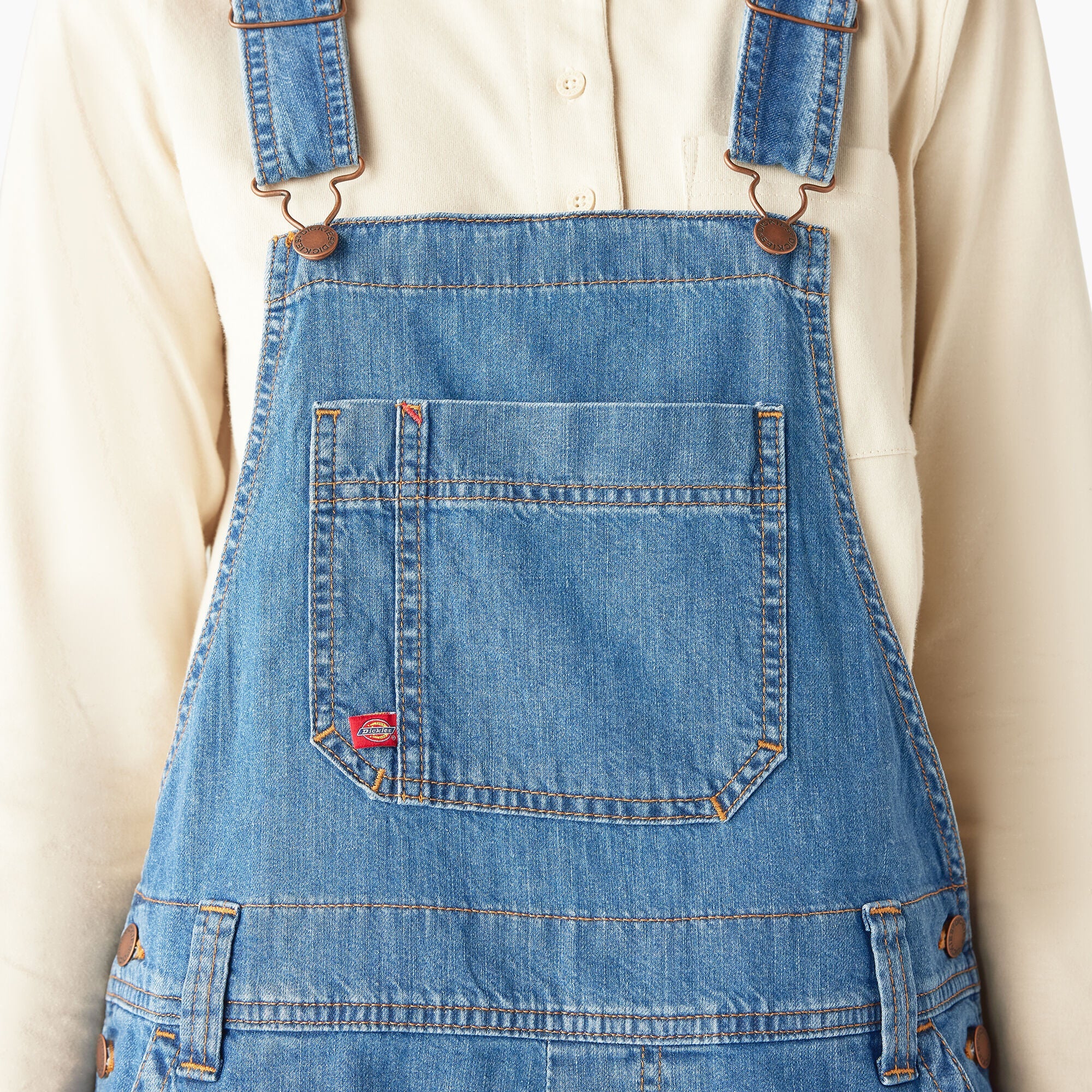 Women's Relaxed Fit Bib Shortalls, 7" - Dickies