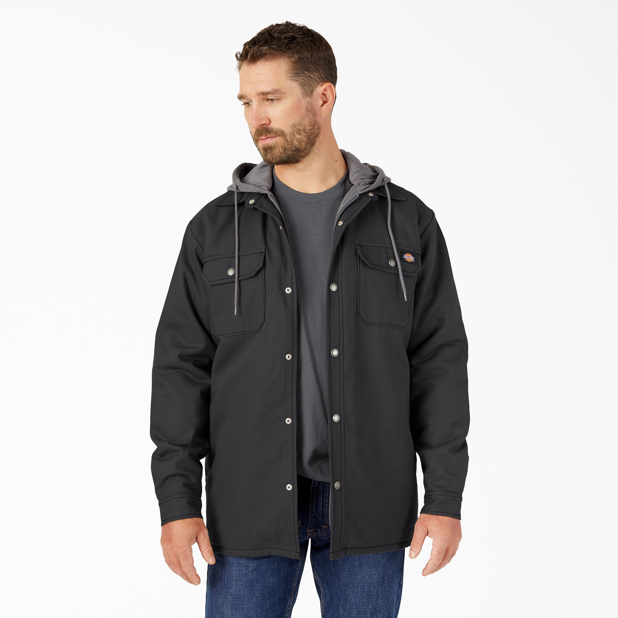 Water Repellent Duck Hooded Shirt Jacket - Dickies