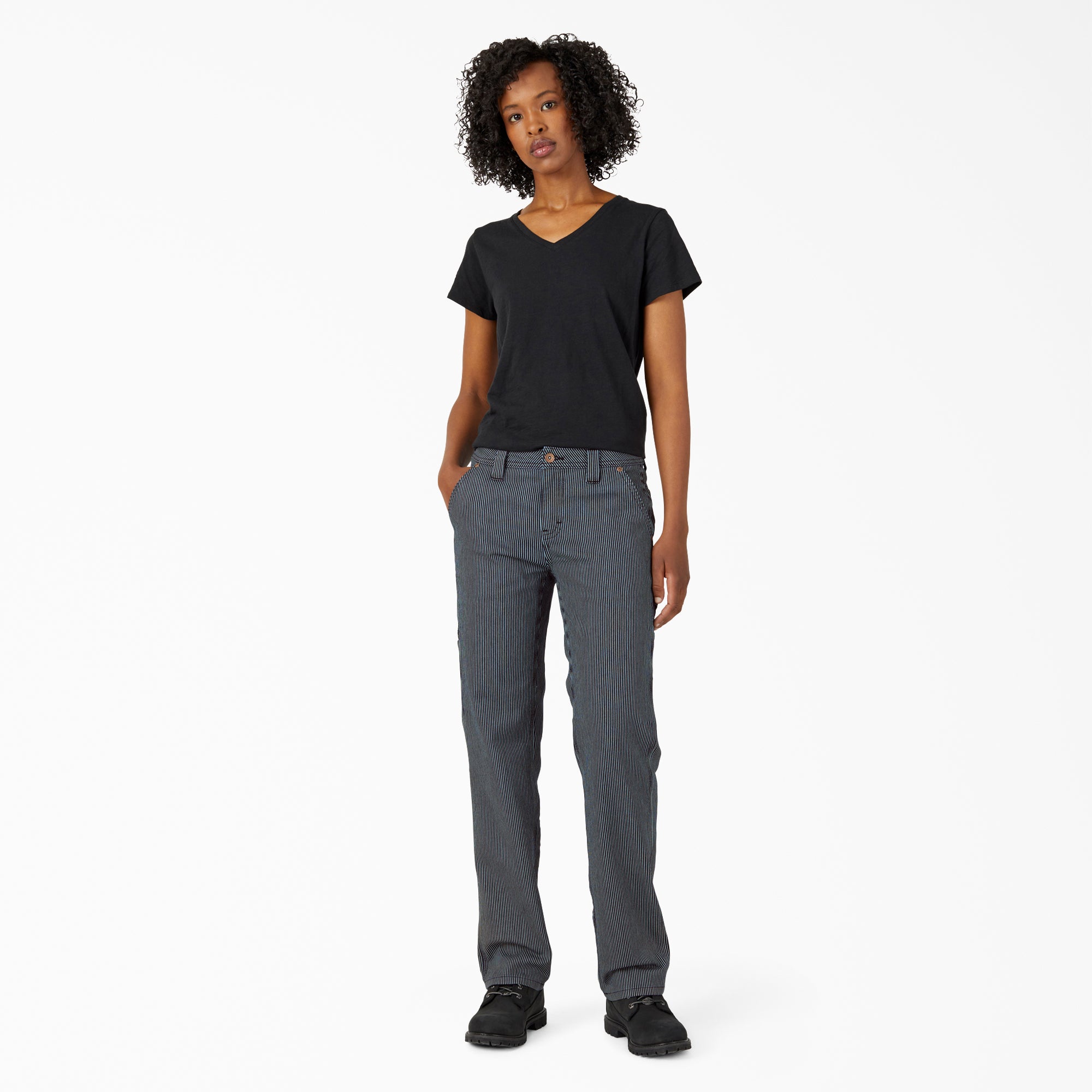 Women's FLEX Relaxed Fit Hickory Stripe Carpenter Pants - Dickies