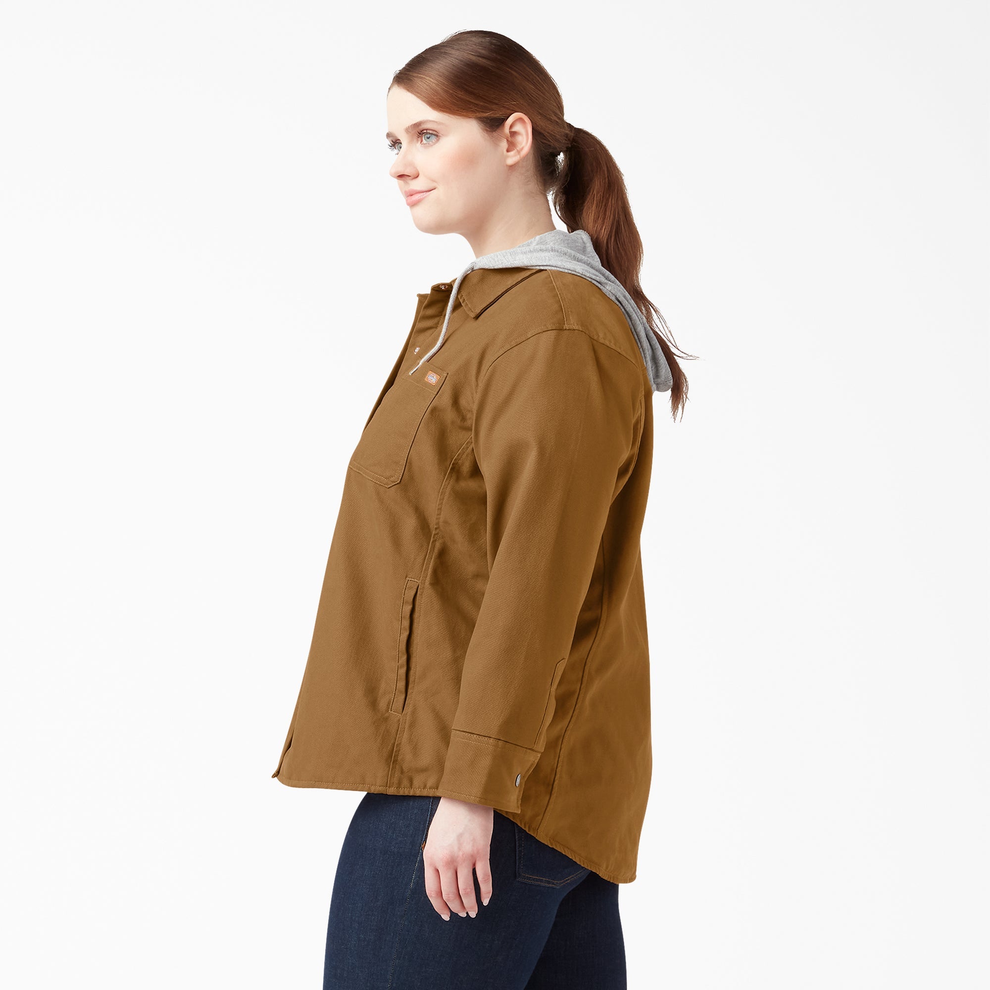 Women's Plus Duck Hooded Shirt Jacket - Dickies