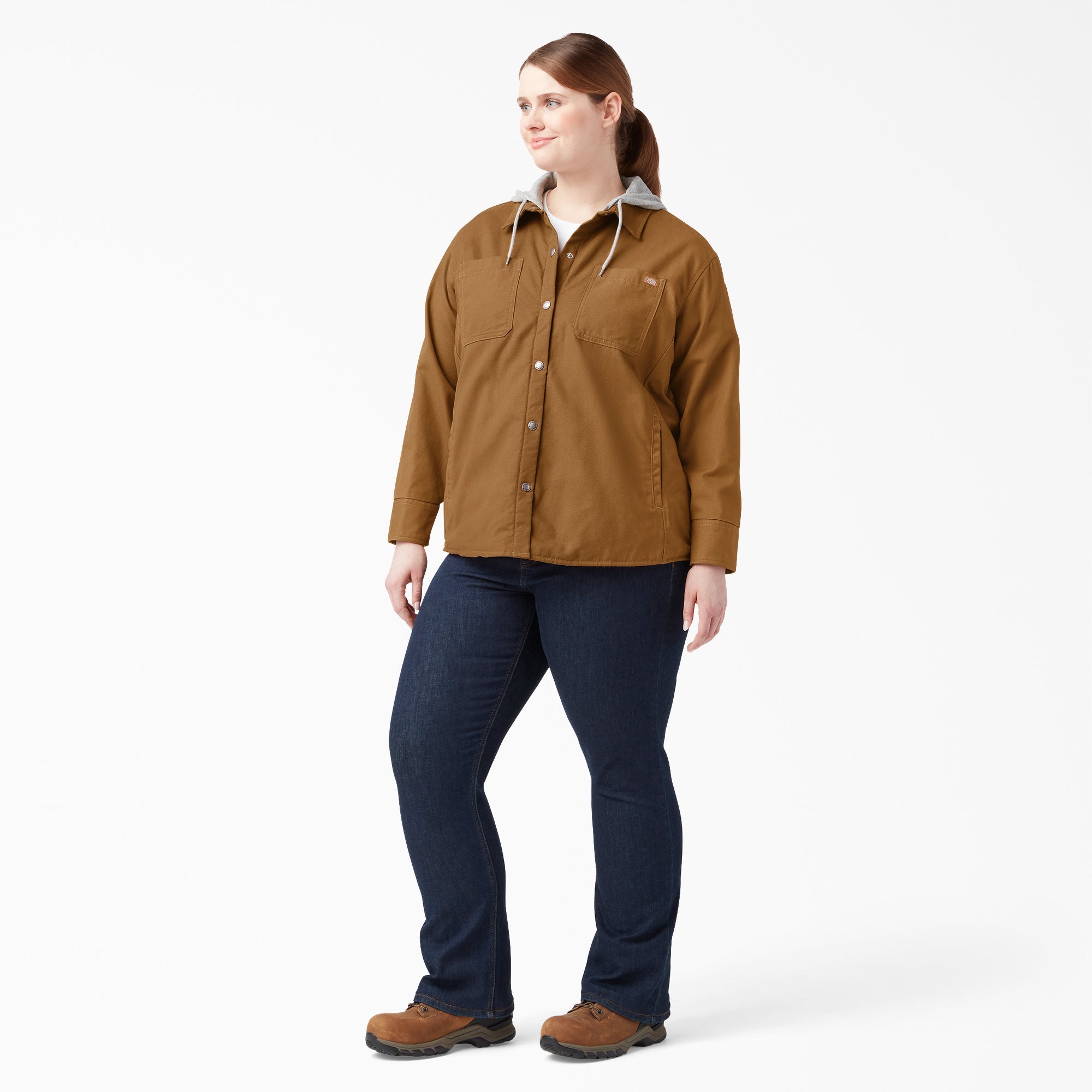 Women's Plus Duck Hooded Shirt Jacket - Dickies