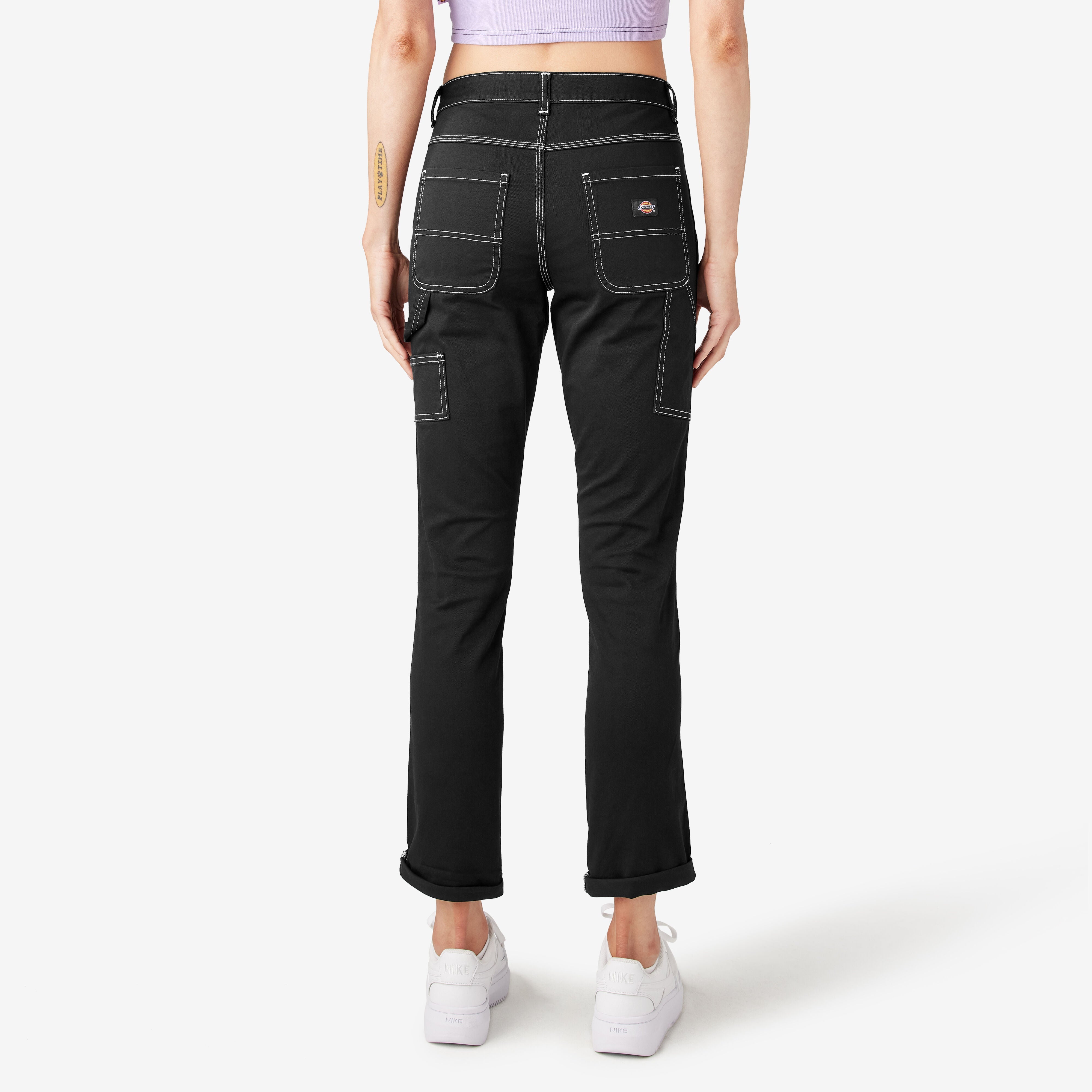 Women's Slim Straight Fit Roll Hem Carpenter Pants - Dickies