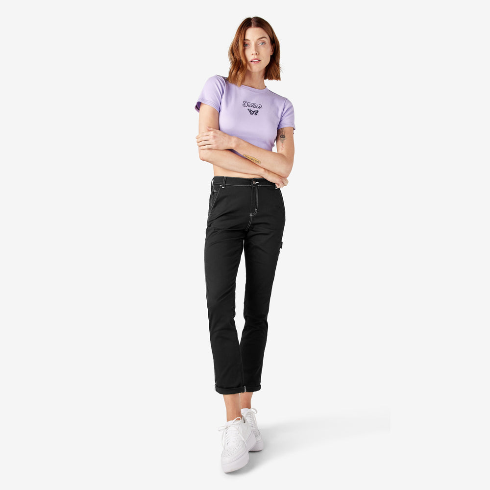 Women's Slim Straight Fit Roll Hem Carpenter Pants - Dickies