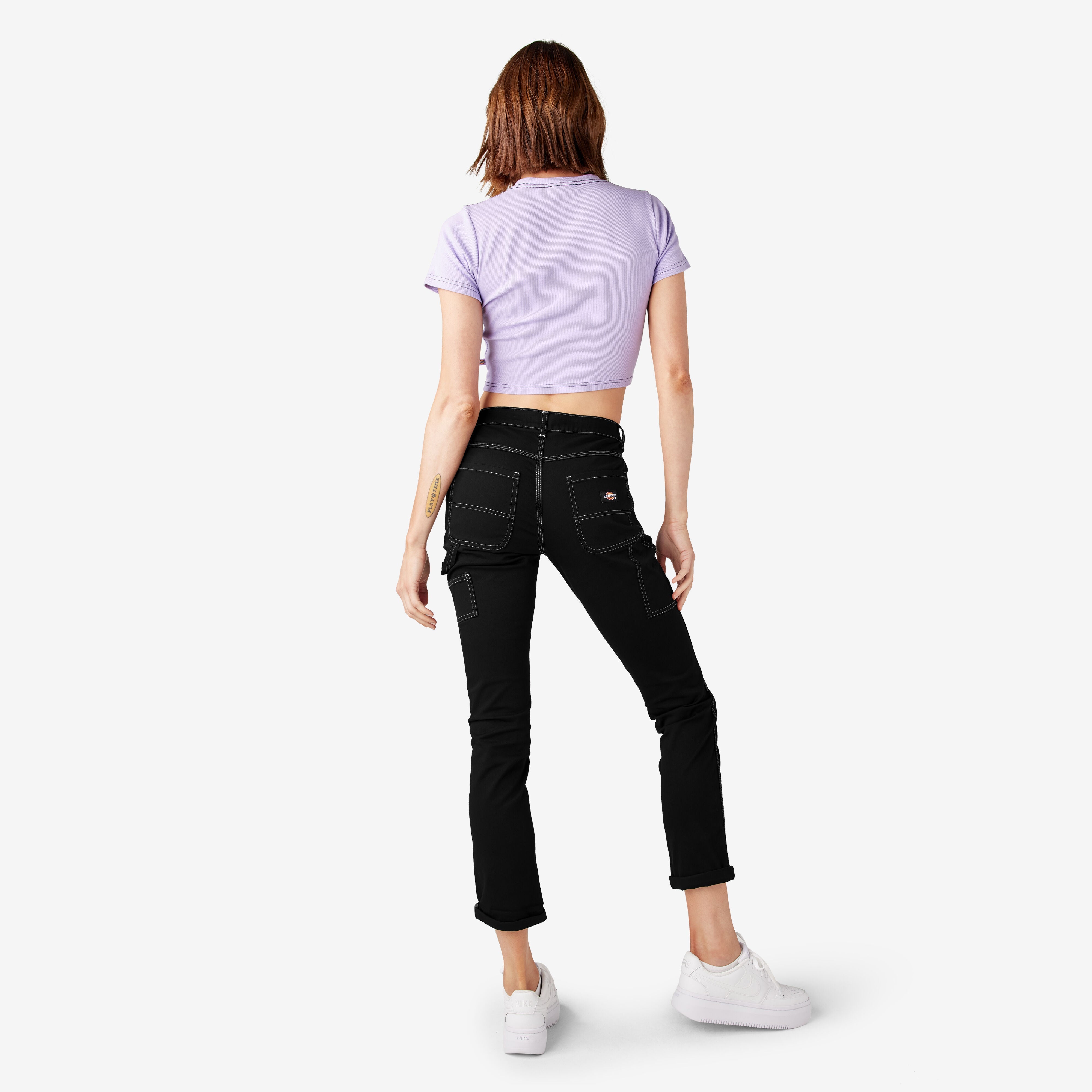 Women's Slim Straight Fit Roll Hem Carpenter Pants - Dickies