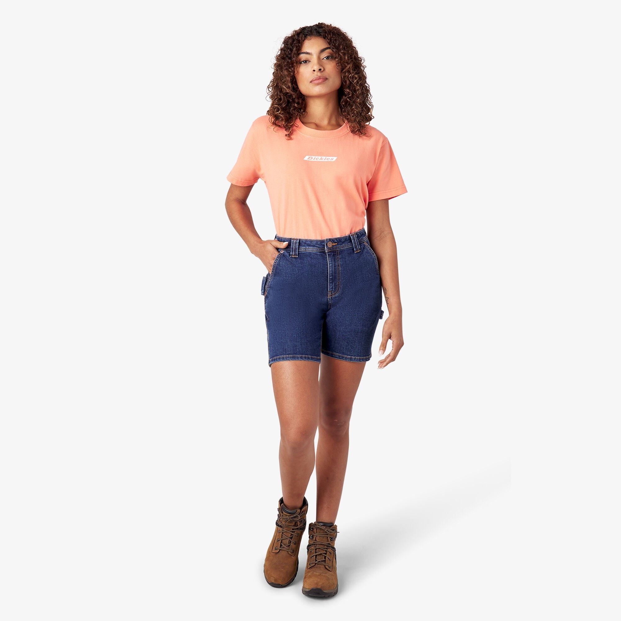 Women’s Relaxed Fit Denim Carpenter Shorts, 7" - Dickies